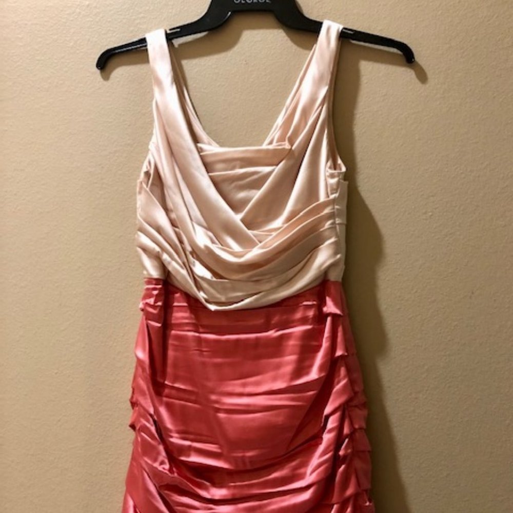 Champagne and Rose silk, cocktail dress by Express Design Studio in a size 4